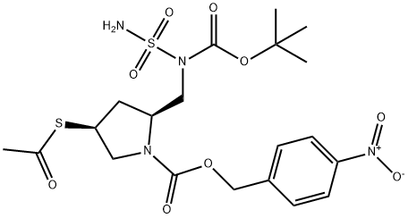 4-Nitrobenzyl (2S,4S)-4-acetylthio-2-[[N-butoxycarbonyl)amino]methyl]pyrrolidine-1-sulfamoyl-N-(tert-carboxylate